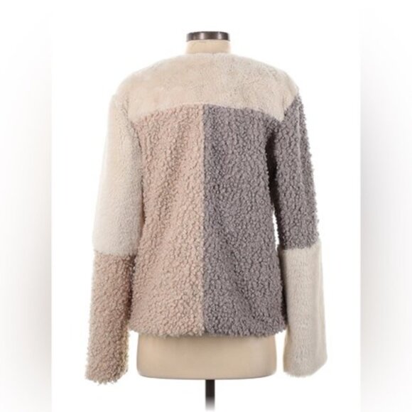 Sam Edelman Sherpa Faux Fur Patchwork Teddy Coat - Picture 3 of 7